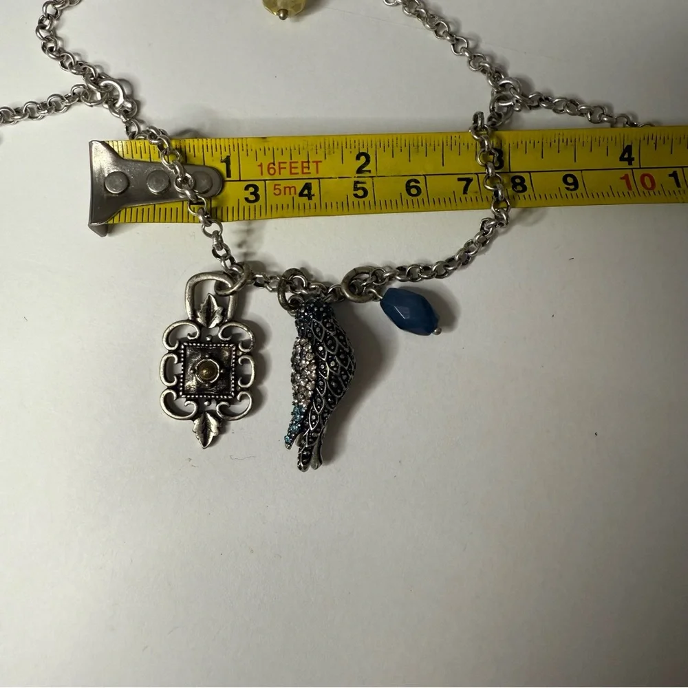 Lucky Brand Bird Charm Necklace + 14K Gold Over Silver CZ Bird Earrings Set - Picture 8 of 10